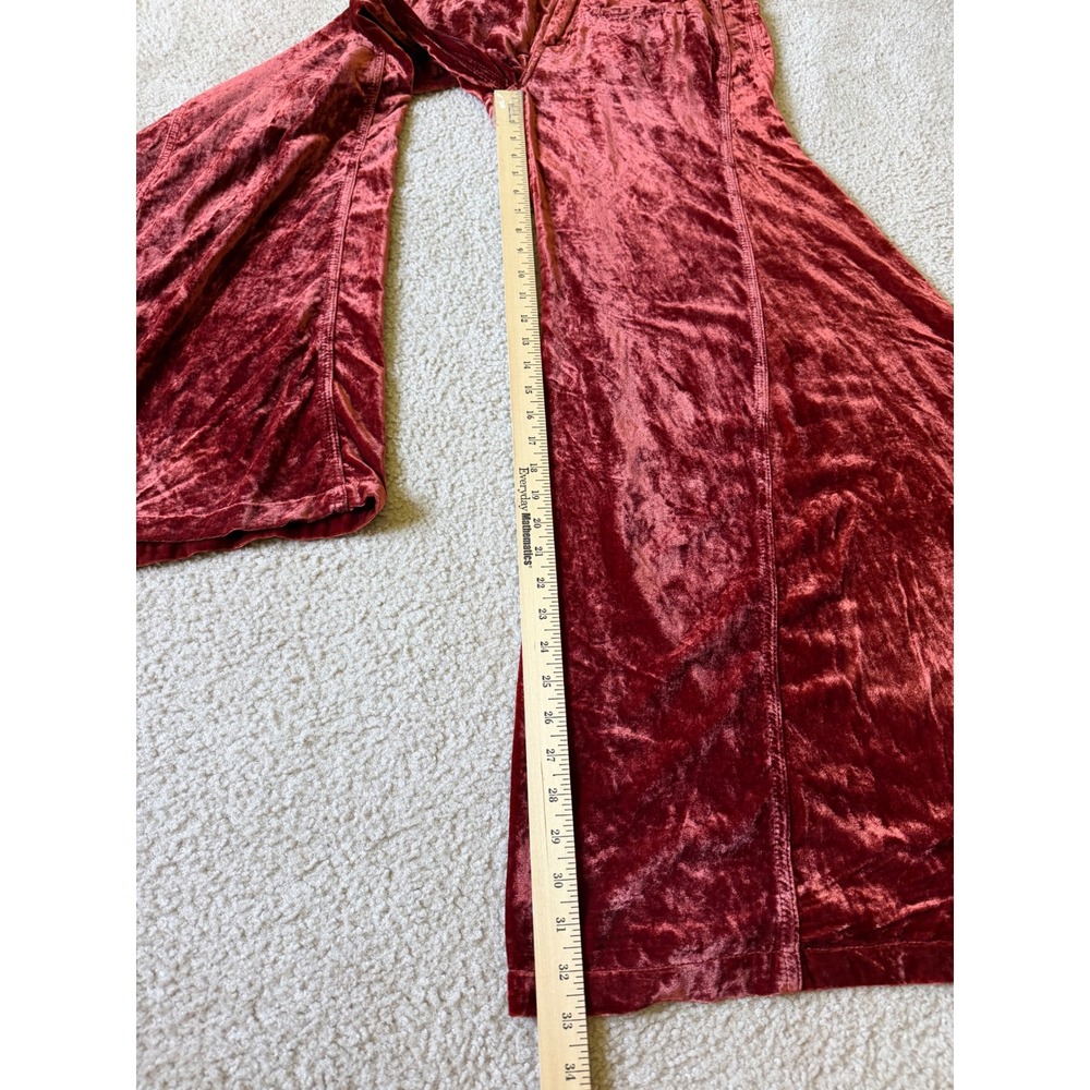 Free People Pants Wide Leg Echoes in Rain Velvet Boho Rustic Brown 28 - Picture 7 of 11
